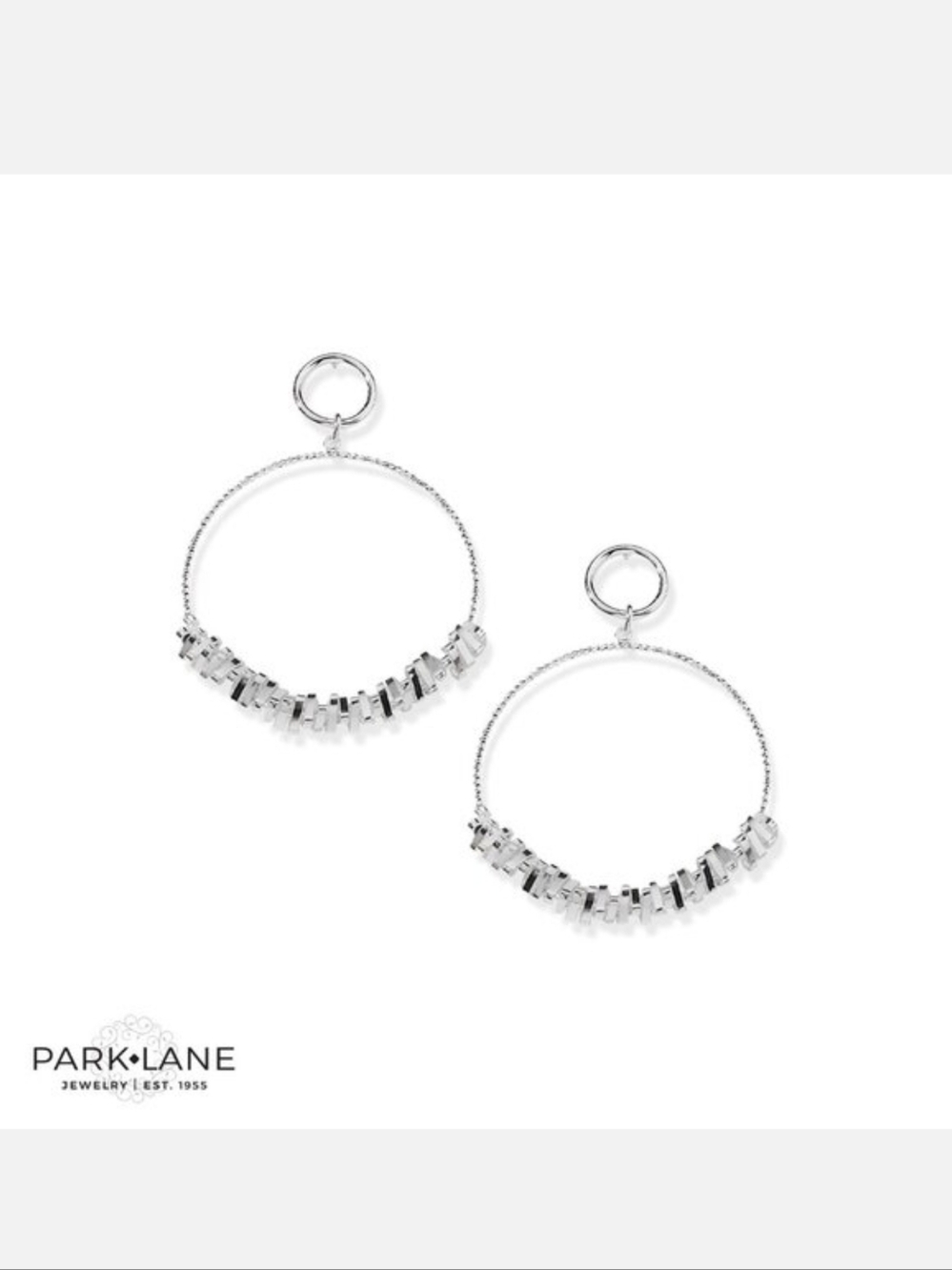Park Lane Echo Silver-Tone Faceted Hoop Earrings, 2.5" Long